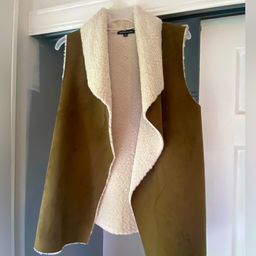 Womens Suede and Sherpa Vest